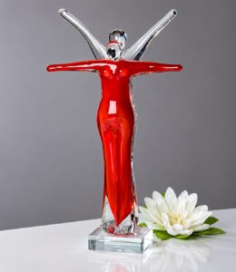 Coppia glazen sculptuur met graveerplaatje