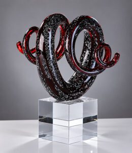 Fortado glazen sculptuur met graveerplaatje