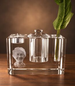2D foto in glas - Urn groot 18x12x8 cm - Kristal Glas