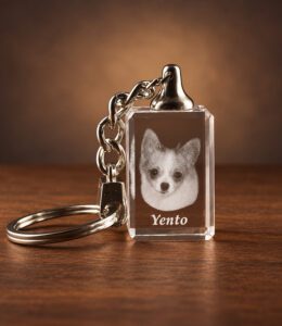 2D foto in glas - Sleutelhanger zonder licht 2x3x1,5 cm - Kristal Glas