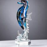 Glasculptuur zeepaardje van geblazen glas