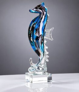 Glasculptuur zeepaardje van geblazen glas