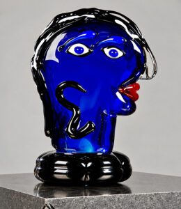 Glassculptuur Head - mondgeblazen glazen hoofd 35 cm