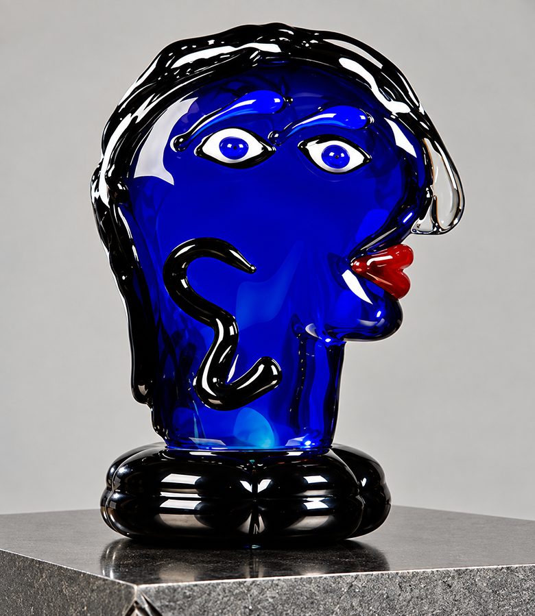 Glassculptuur Head mondgeblazen glazen hoofd 35 cm