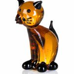 Glazen katje bruin kattenbeeldje van glas