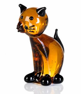 Glazen katje - bruin kattenbeeldje van glas