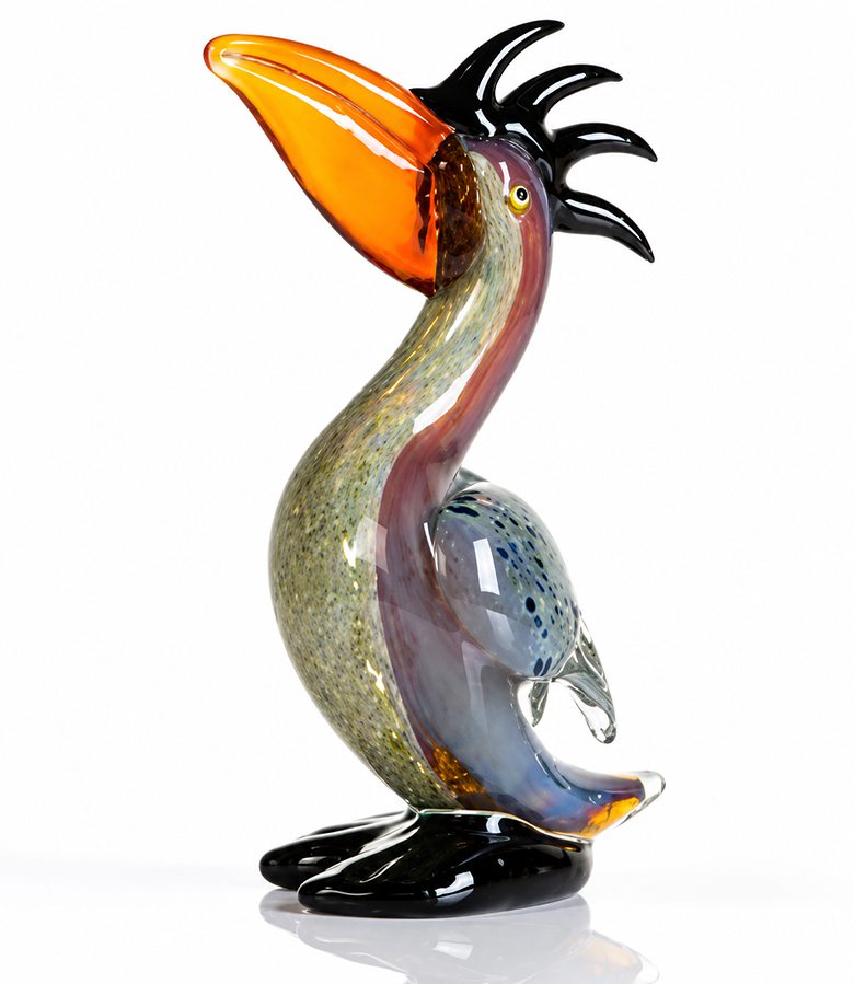 Glazen pelikaan decoratief vogelbeeld van 24 cm