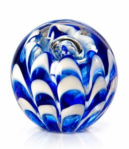 Glazen presse-papier Azzuro - blauw-wit glas