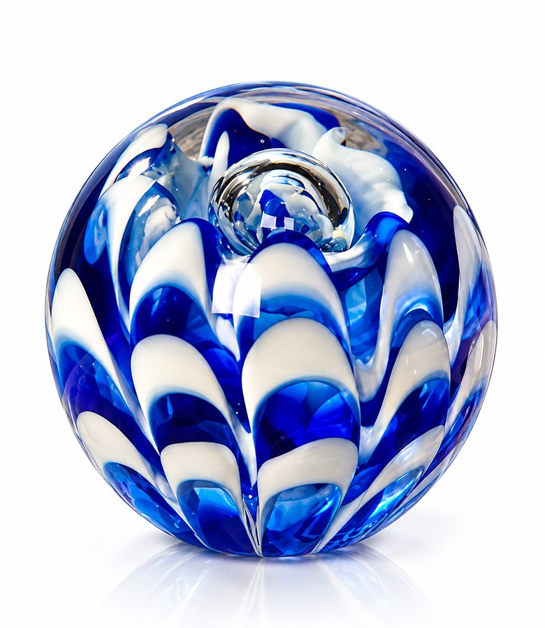 Glazen presse-papier Azzuro blauw wit glas