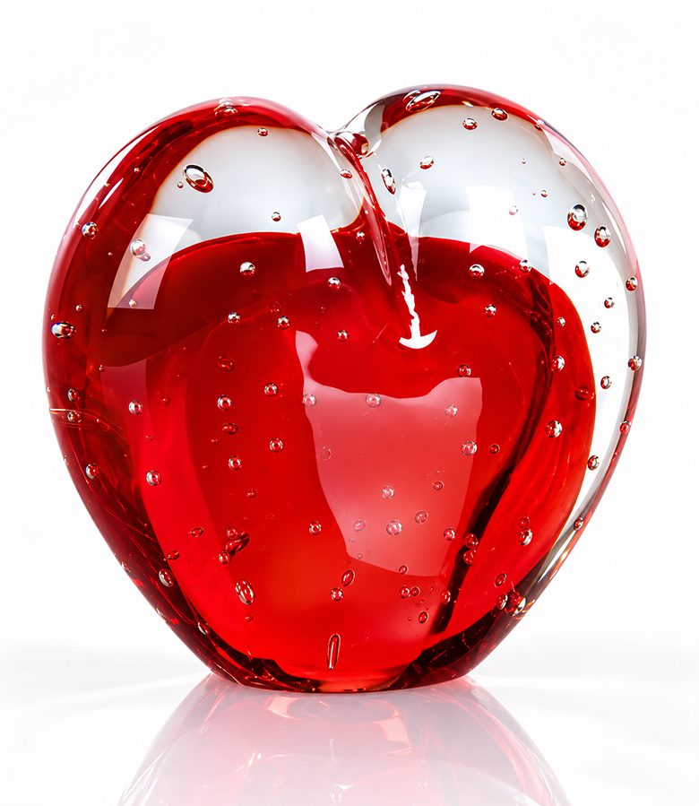 Glazen presse-papier Hart - decoratief hart van glas