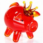 Glazen varkentje met kroontje - vrolijk dierenbeeldje