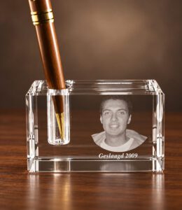 2D foto in glas - Penhouder van glas met foto - Kristal Glas