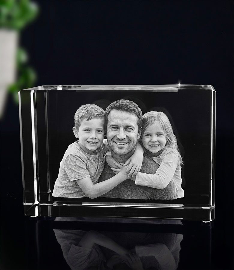 2D foto in glas - Rechthoek blok 8x8x12 cm - Kristal Glas
