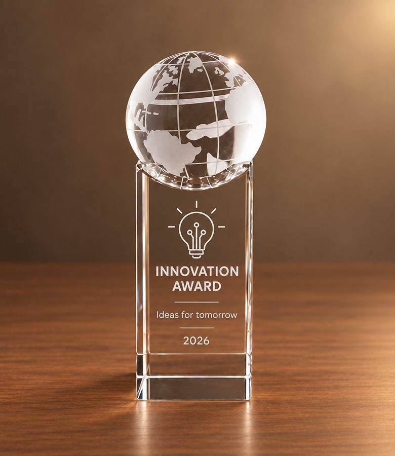 award wereldbol op sokkel
