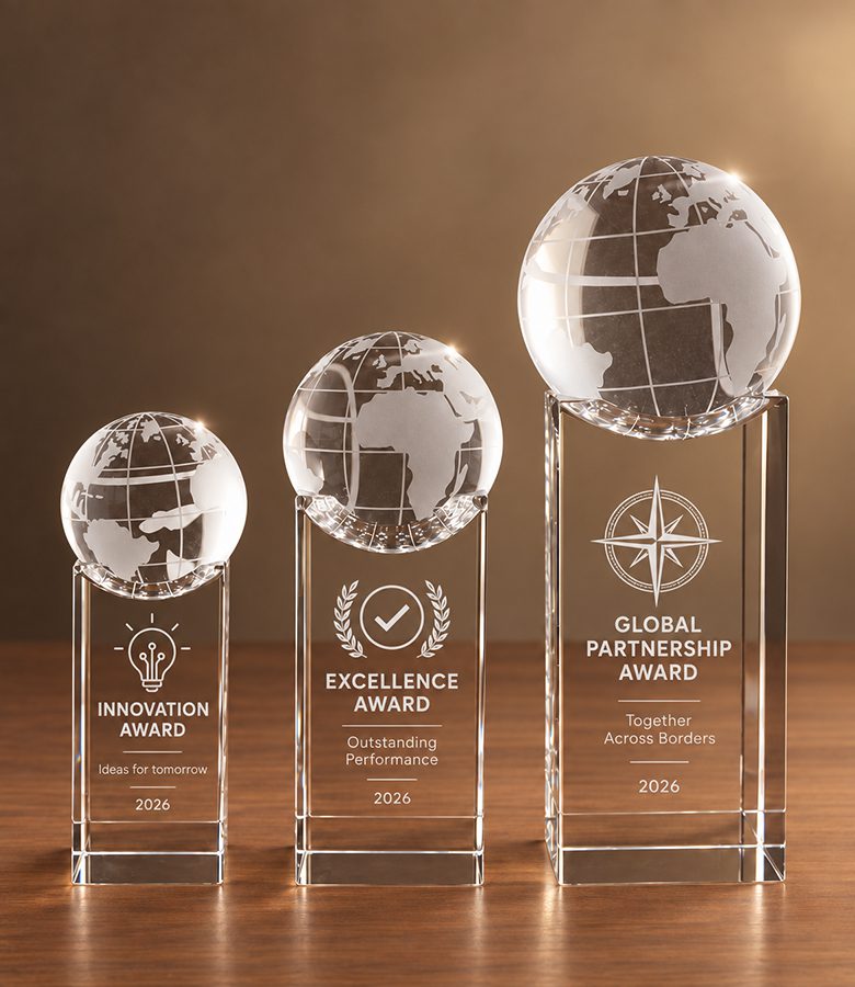 award wereldbol op sokkel