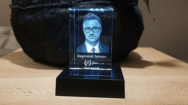 Foto in glas met verlichting