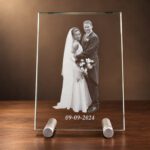 foto in glazen trouwplaquette
