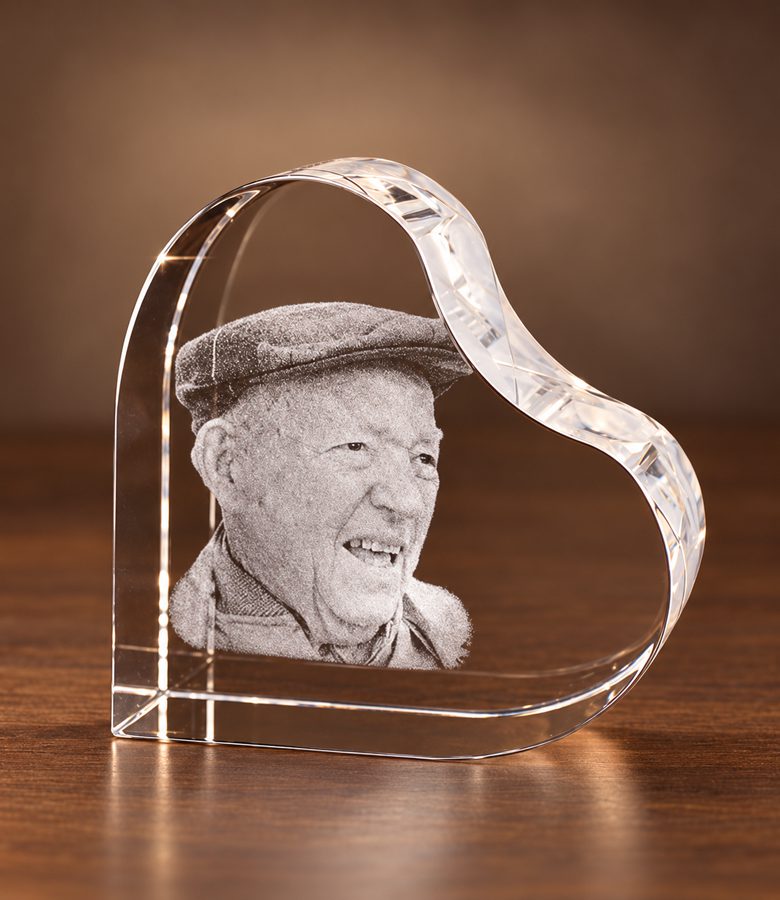 Glazen hart met eigen foto - portret