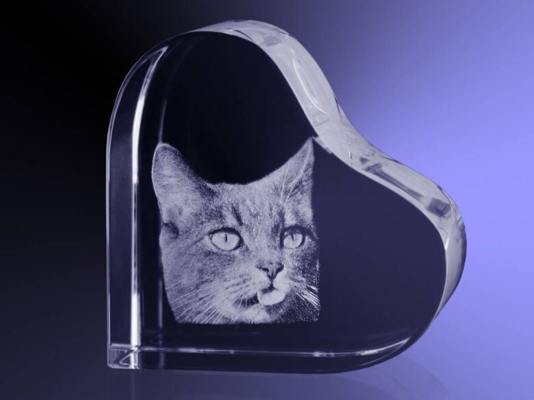 2D foto in glas - Hart Groot 100x100x50 mm - Kristal Glas