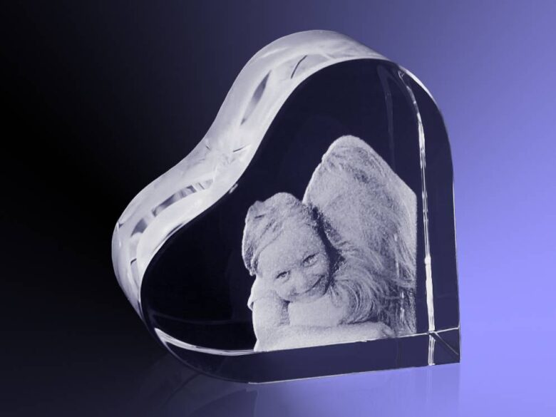 2D foto in glas - Hart Groot 100x100x50 mm - Kristal Glas - Afbeelding 3