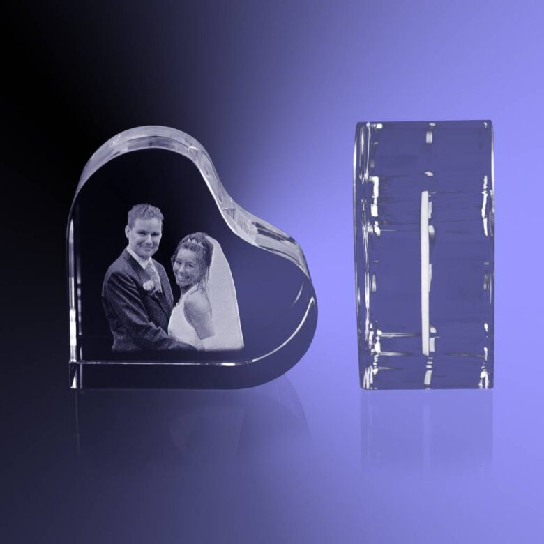 2D foto in glas - Hart Groot 100x100x50 mm - Kristal Glas - Afbeelding 4