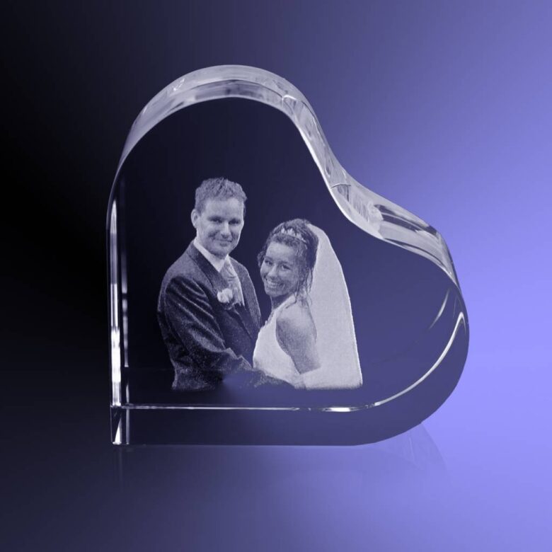 2D foto in glas - Hart Groot 100x100x50 mm - Kristal Glas - Afbeelding 5