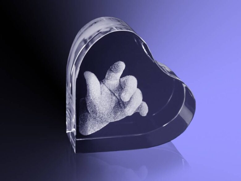 2D foto in glas - Hart Groot 100x100x50 mm - Kristal Glas - Afbeelding 6