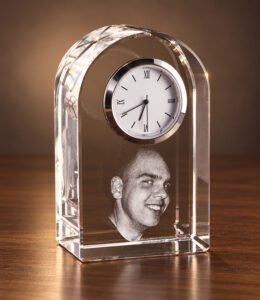 2D foto in glas - Klok "round top" - Kristal Glas