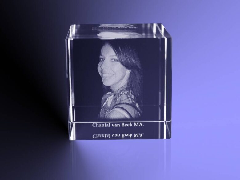 2D foto in glas - Kubus 10 cm - Kristal Glas - Afbeelding 3