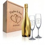 proseccopakket met 2 gegraveerde champagneglazen
