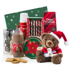 Kerstpakket Choco Hug met teddybeer en chocolademelk