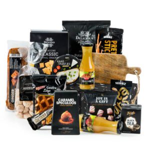 Kerstpakket Allemaal iets Lekkers met serveerplank