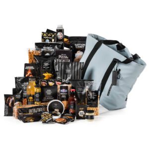 Kerstpakket Zwart XXL met blauwe koeltas en lekkernijen
