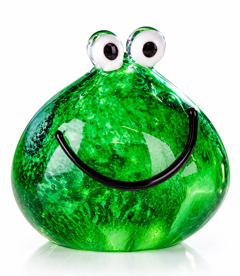 Glazen kikkerkop - mondgeblazen glas 13 cm