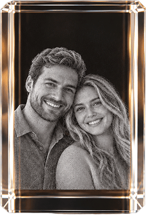 Foto in kristalglas, formaat 5 × 5 × 8 cm