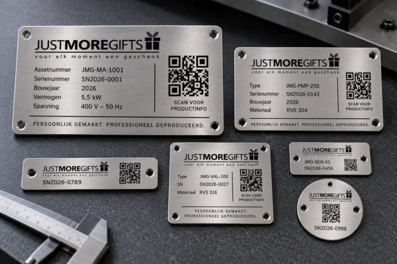typeplaatjes met QR code verschillende formaten