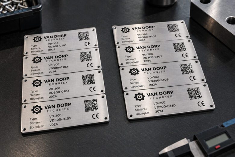 typeplaatjes met aansluitende serienummers
